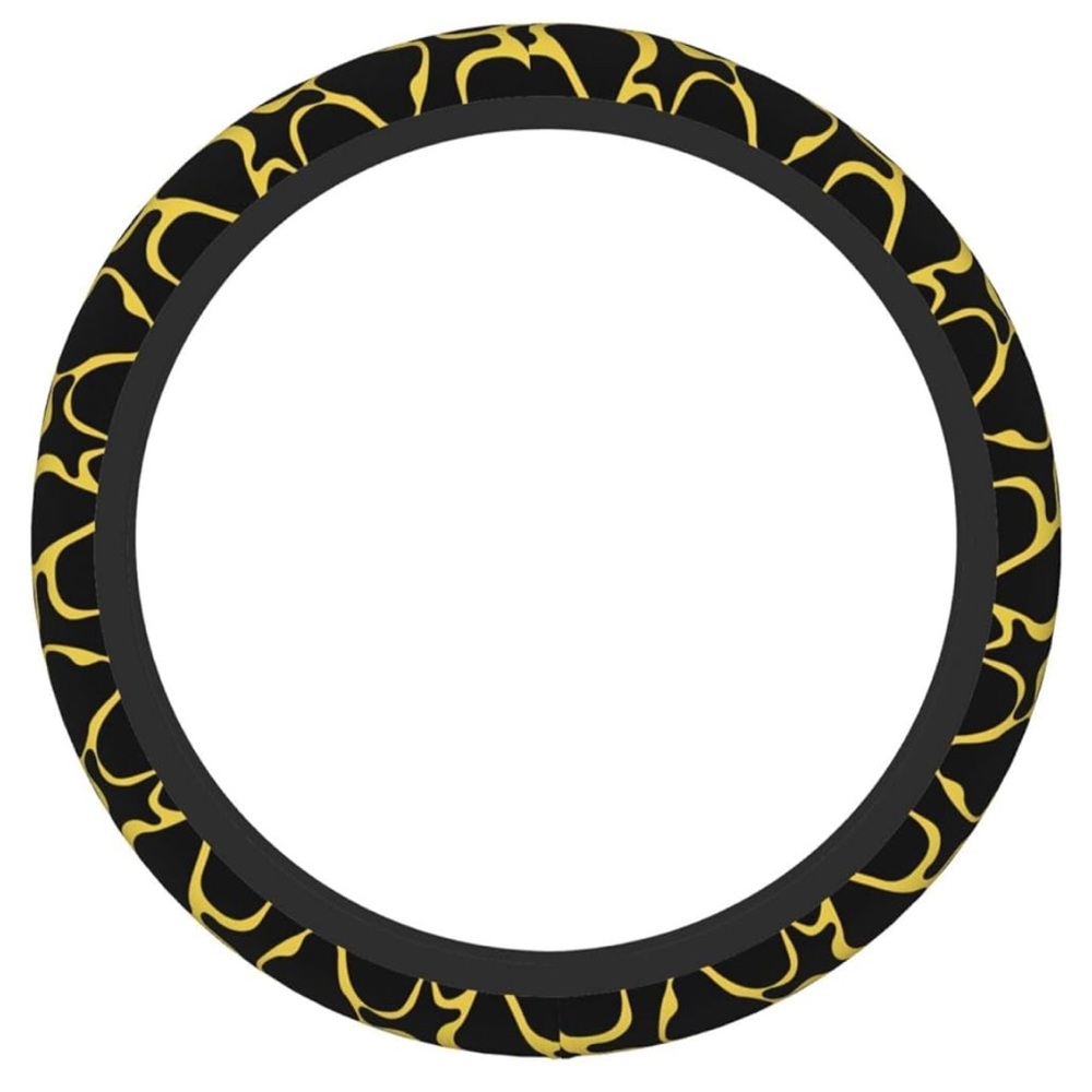 Black and Gold Patterned Steering Wheel Cover